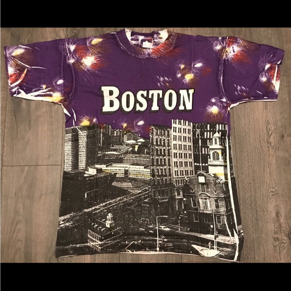 Vintage Single Stitch All Over Print Boston Cityscape